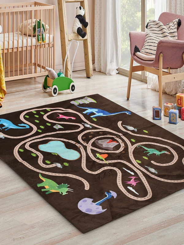 Saral Home Microfiber Baby Play Mat(Brown, Large)