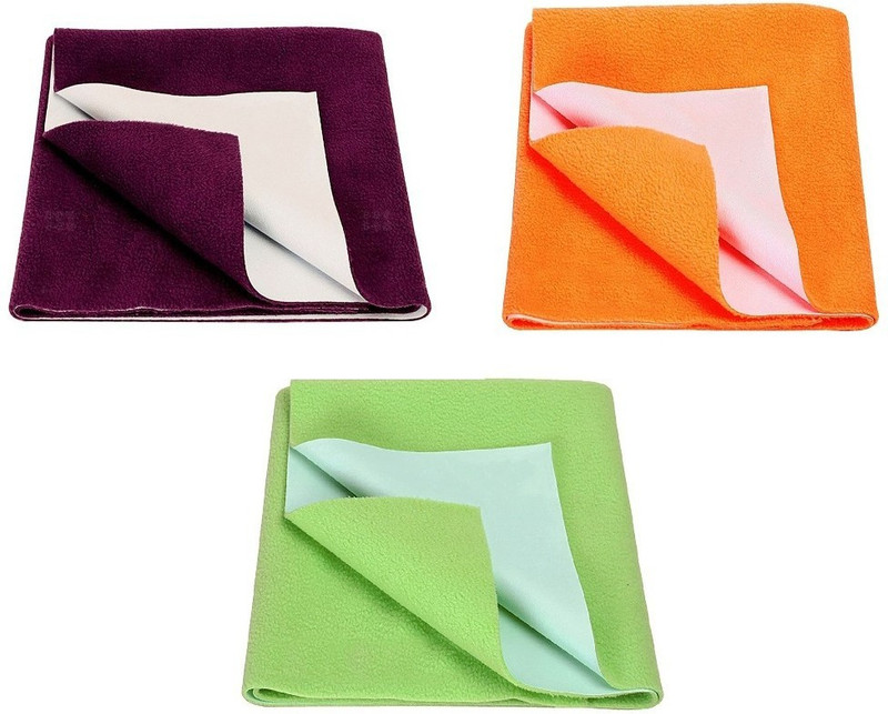 Mintorsi Cotton Baby Bed Protecting Mat(Pulp, Orange, Parrot Green, Pack of 3, Large)
