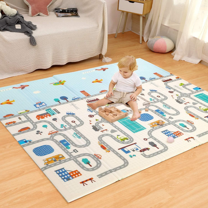 Saffron Cotton Baby Play Mat(Multicolor, Free)