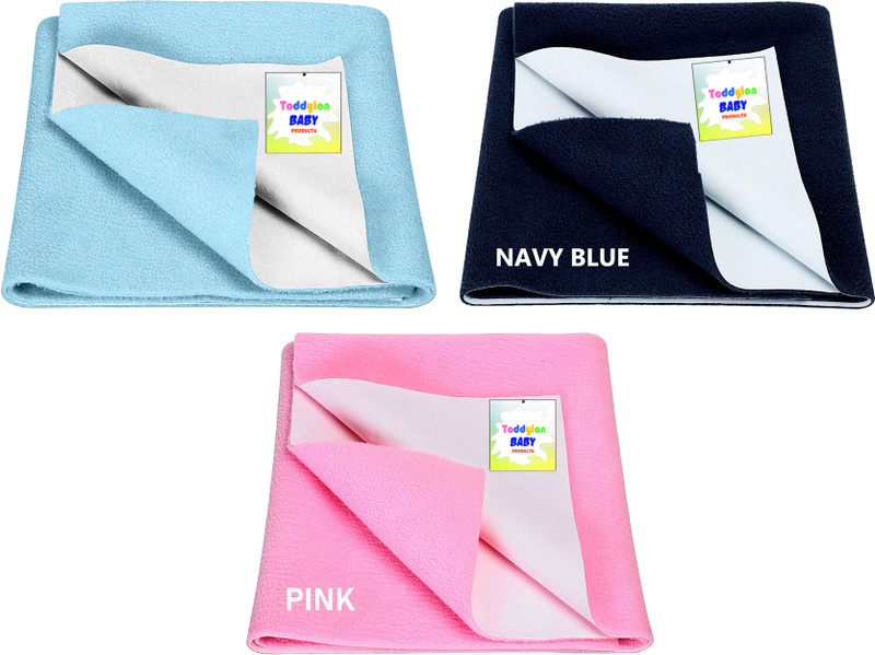 Toddylon Cotton Baby Bed Protecting Mat(Pink, Blue, Navy, Pack of 3, Free)