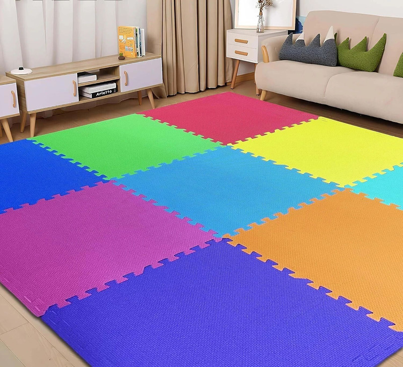Easyhome Rubber Baby Play Mat(Multicolor, Pack of 9, Large)
