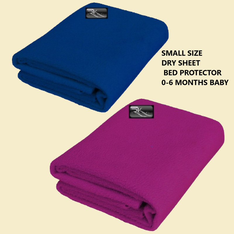 Rajking Acrylic, Fleece, Cotton, Microfiber, Wool Baby Bed Protecting Mat(ROYAL BLUE & RANI, Bed Protector, dry sheet, For 0-6 MONTHS BABY, Pack of 2, Small)
