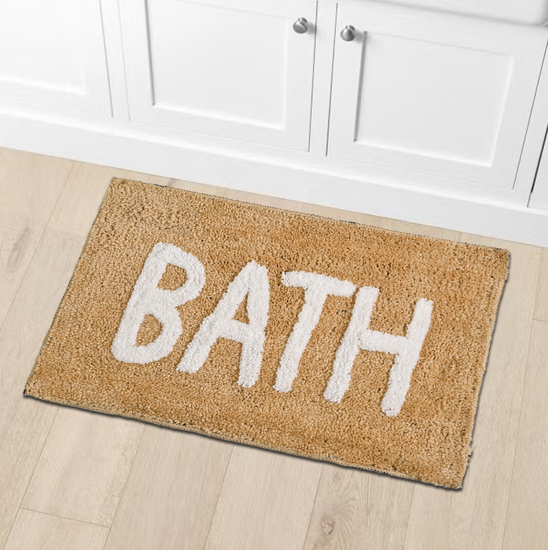 Gorofy PVC (Polyvinyl Chloride) Baby Bath Mat(Microfiber Bathroom Mat, Floor Mat, 40x60 CM Bath Mat, Entrance Bath Door Mat, Beige, Pack of 2, Large)
