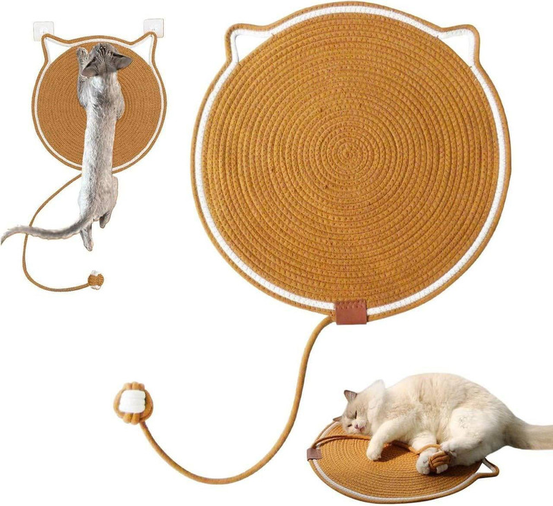 vraj enterprise Cotton Thread Cat Mat, Hand Woven Cartoon Cat Scratch Pad Cat Pet Mat