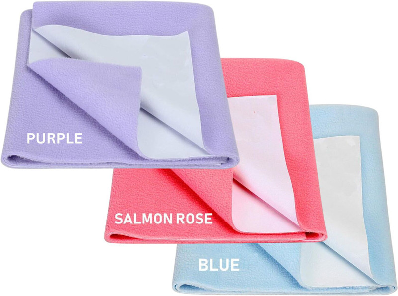 ELEVANTO Cotton Baby Bed Protecting Mat(Sky Selmon Purple, Pack of 3, Large)