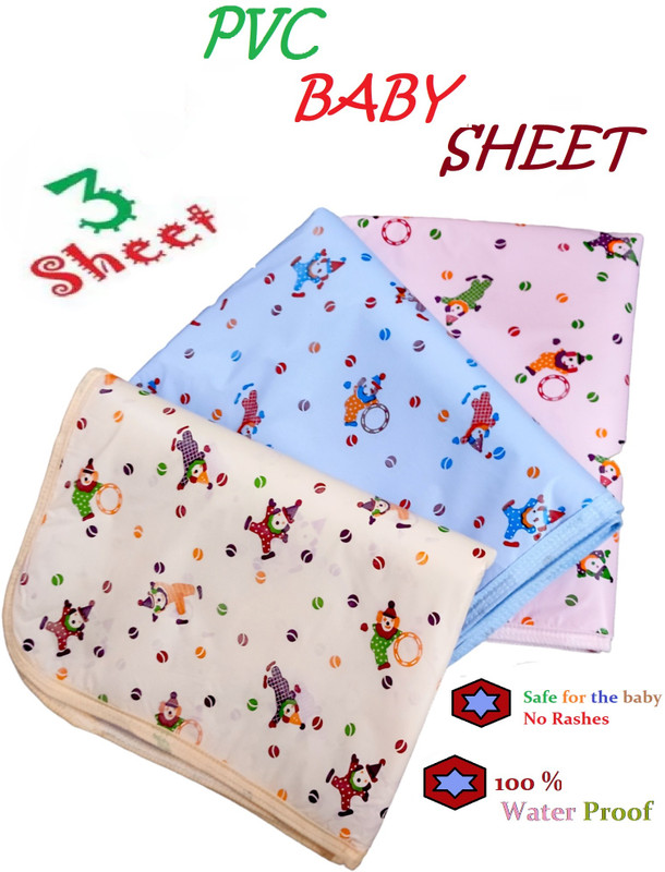 J Jejal PVC (Polyvinyl Chloride) Baby Bed Protecting Mat(Yellow, Pink, Blue, Pack of 3, Large)
