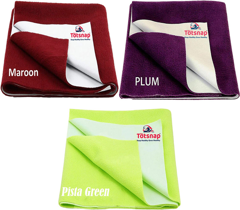 Totsnap Fleece, Rubber Baby Bed Protecting Mat(Maroon,Plumb,SeaGreen, Pack of 3, Small)