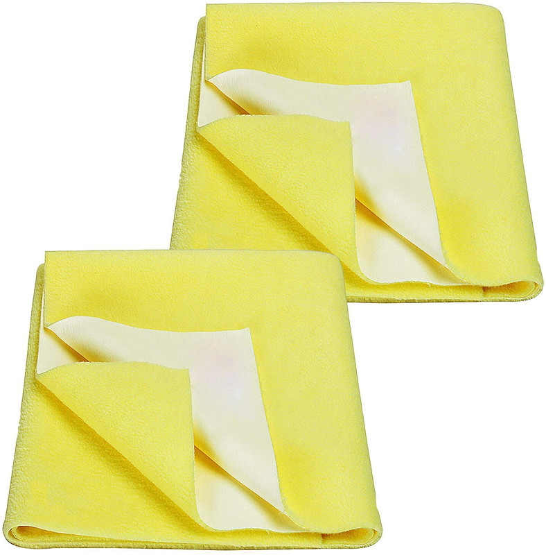 Totsnap Fleece Baby Bed Protecting Mat(Yellow, Pack of 2, Small)