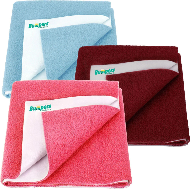 Bumpers Polycotton Baby Bed Protecting Mat(Salmon Rose, Maroon, Light Blue, Pack of 3, Small)