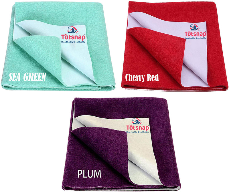 Totsnap Fleece, Rubber Baby Bed Protecting Mat(Cherry Red, Plumb, Sea Green, Pack of 3, Medium)