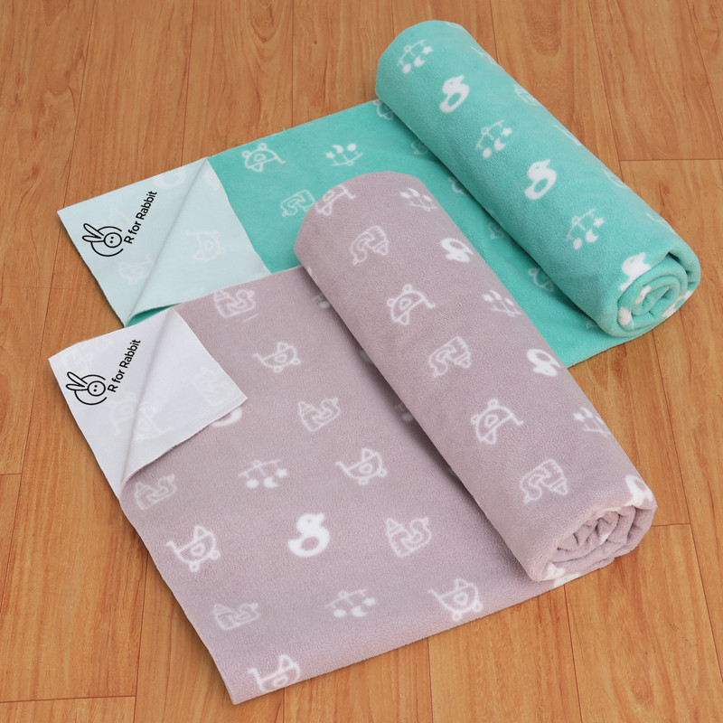 R for Rabbit Polyester Baby Bed Protecting Mat(Green & Grey, Pack of 2, Small)