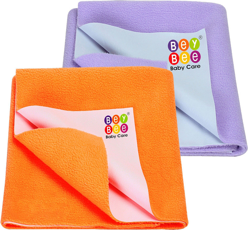 BeyBee Cotton Baby Bed Protecting Mat(Peach+Voilet, Pack of 2, Medium)