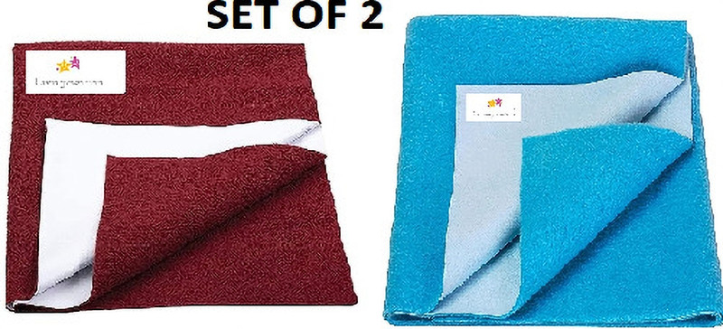 Livingcreation Polycotton Baby Bed Protecting Mat(MAROON FIROZI, Pack of 2, Medium)