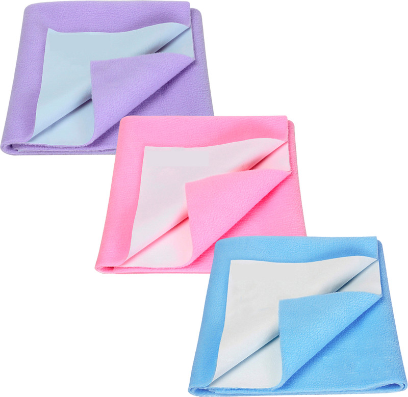STAR DIVE Fleece Baby Bed Protecting Mat(Purple, BABYPINK, SKYBLUE, Pack of 3, Small)