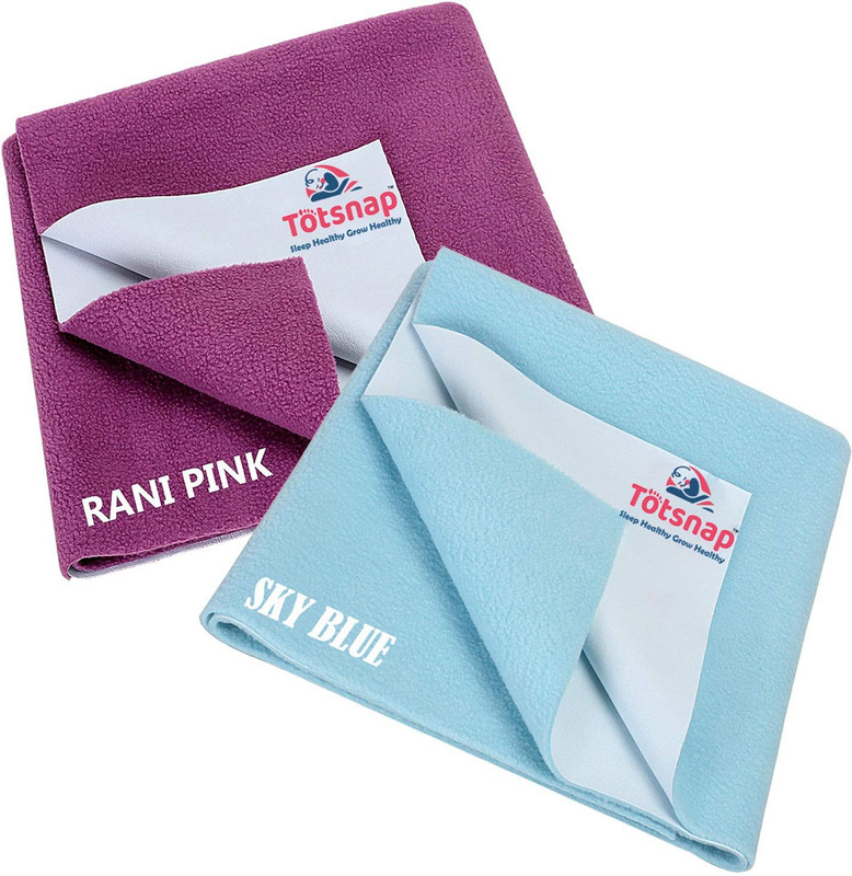 Totsnap Cotton Baby Bed Protecting Mat(Rani Pink, Sky Blue, Pack of 2, Small)