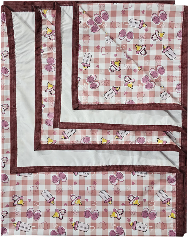 ECOSOFT Plastic Baby Bed Protecting Mat(MAROON BABY BOTTLE, Large)