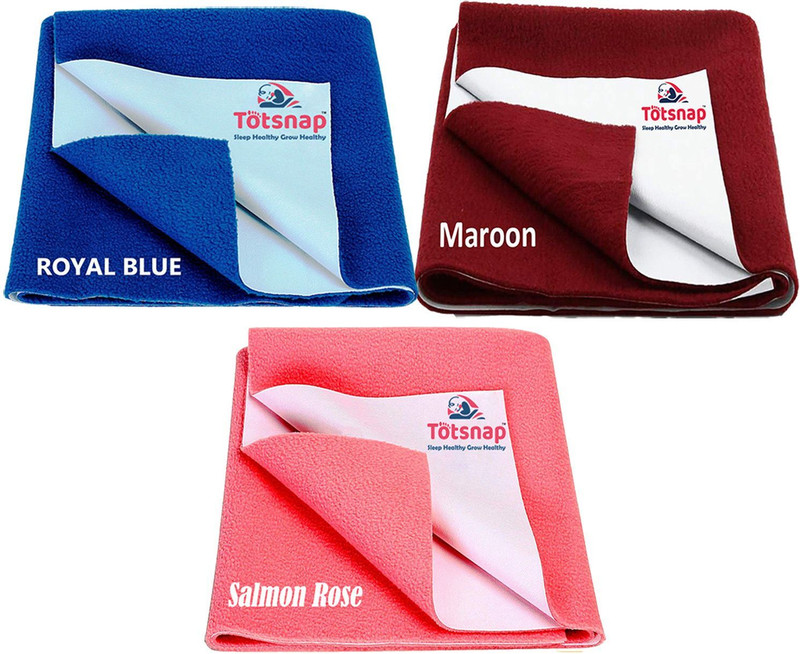 Totsnap Fleece, Rubber Baby Bed Protecting Mat(Royal blue, maroon , salmon rose, Pack of 3, Small)