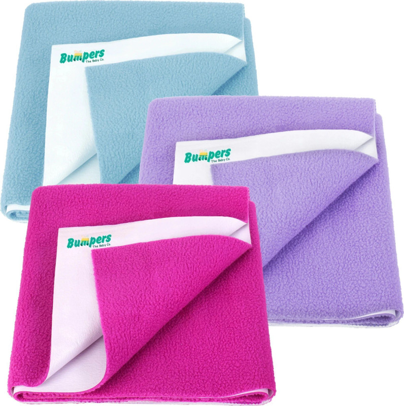 Bumpers Waterproof Baby Dry Sheet, Small Size, Pack of 3(Rani Pink, Violet, Light Blue)