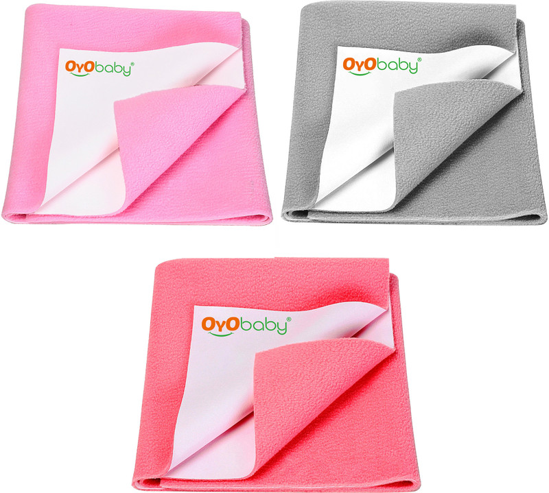 Oyo Baby Waterproof Baby Dry Sheet, Small Size, Pack Of 3 (Salmon Rose, Pink, Grey)(Salmon Rose, Pink, Grey)
