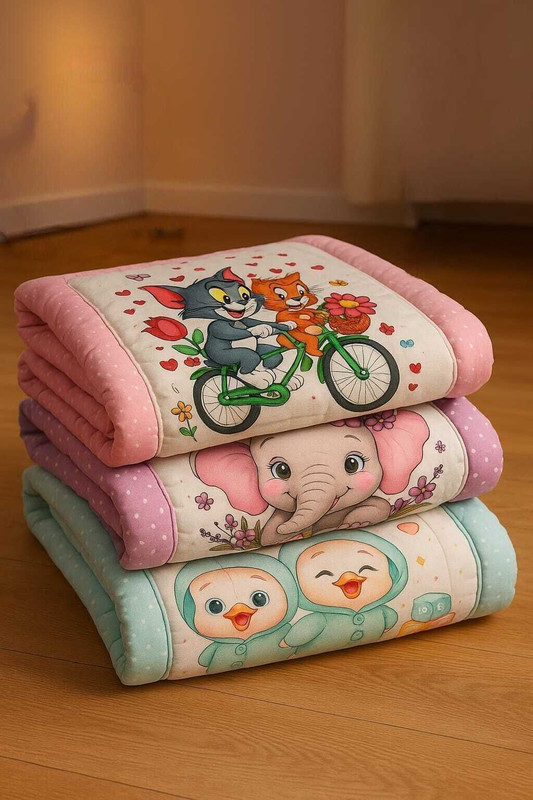 Zivora Kids CuddleNest Premium Baby Soft Comfort Quilt Pack of 3(Multicolor)