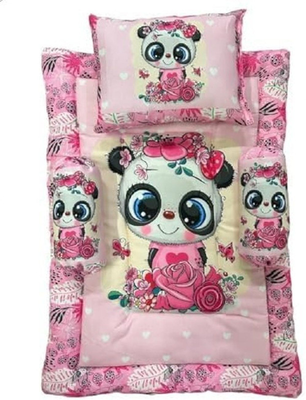 Ronqiza Baby Bed Set Soft Foam Mattress Pillow Bolsters Combo Cotton Baby Sleeping Mattress Baby bed Set(Fabric, Pink)