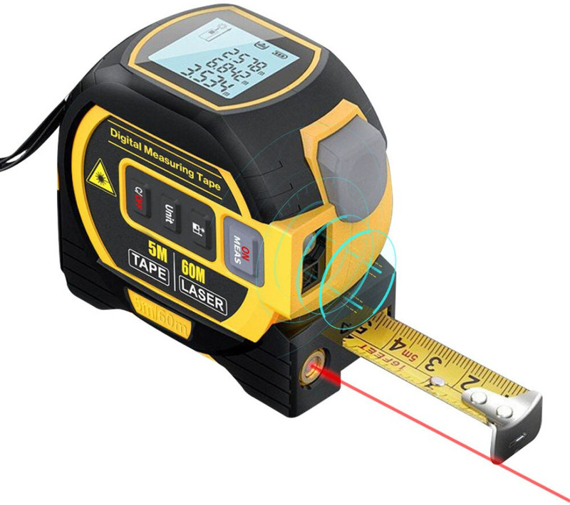 VTH ® 3 in 1 Measuring Tape - 5m Tape Measure, 60m Laser Distance Measure Measurement Tape(10 cm)