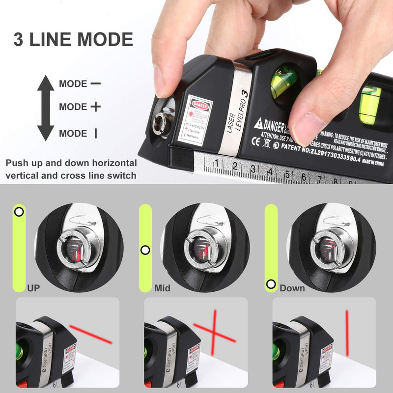 X - Glam PL-021 Fixit Laser Level Pro 3 Multipurpose Measuring Tool Non-magnetic Torpedo Level(25 cm)