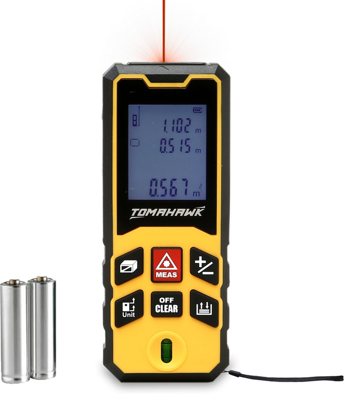 Tomahawk TLM-O-40, Laser Distance Meter Lite with Battery, 2 Lines Clear Display Measurement Tape(40 m)