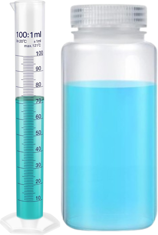 LABXPORT 250ml Reagent Bottle & 100ml Measuring Cylinder - for Lab storage Measuring Cup(250 ml, 100 ml)