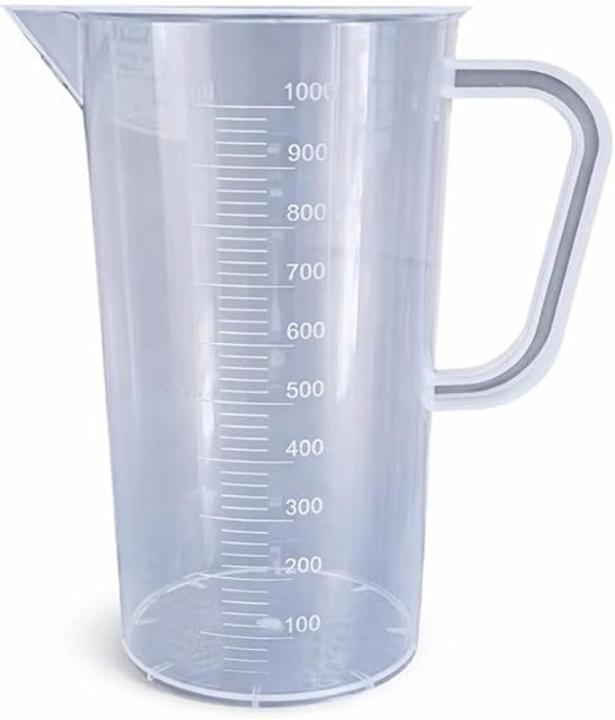 KAUSHIK INDIA 1000 ml Reusable Polypropylene Measuring Jug with Handle Transparent BPA-Free Measuring Cup(1000 ml)
