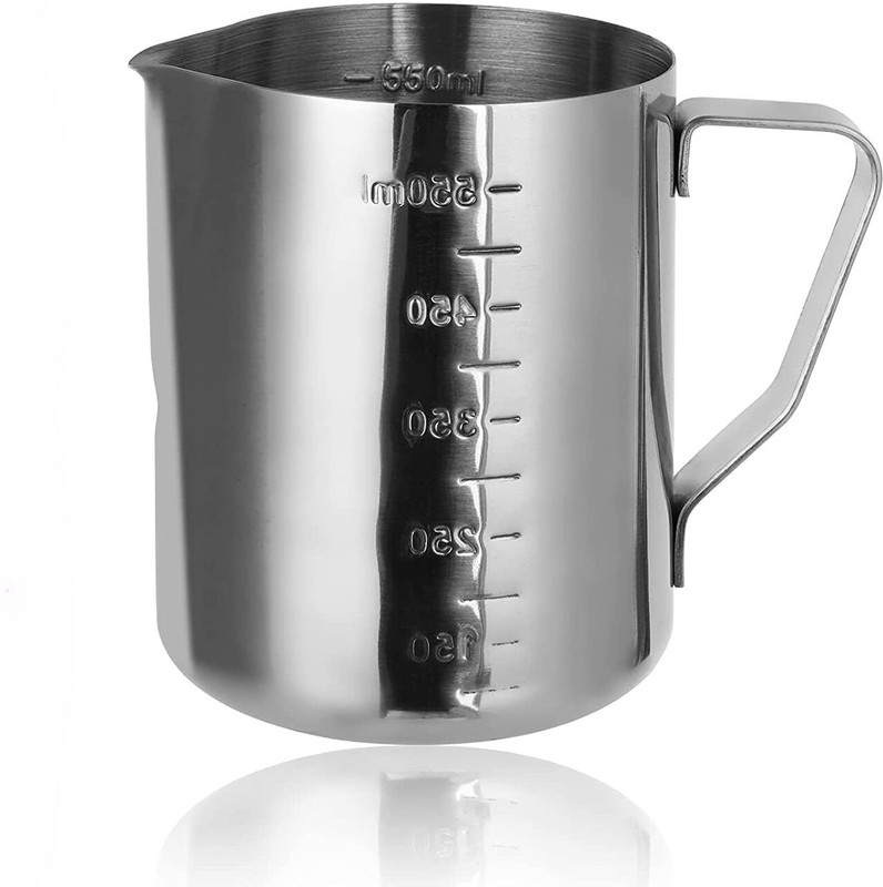 BHAJANSHREE Milk Frothing Jug 1 Litre Steel Coffee Latte Pitcher with Scale Measuring Cup(1000 ml)