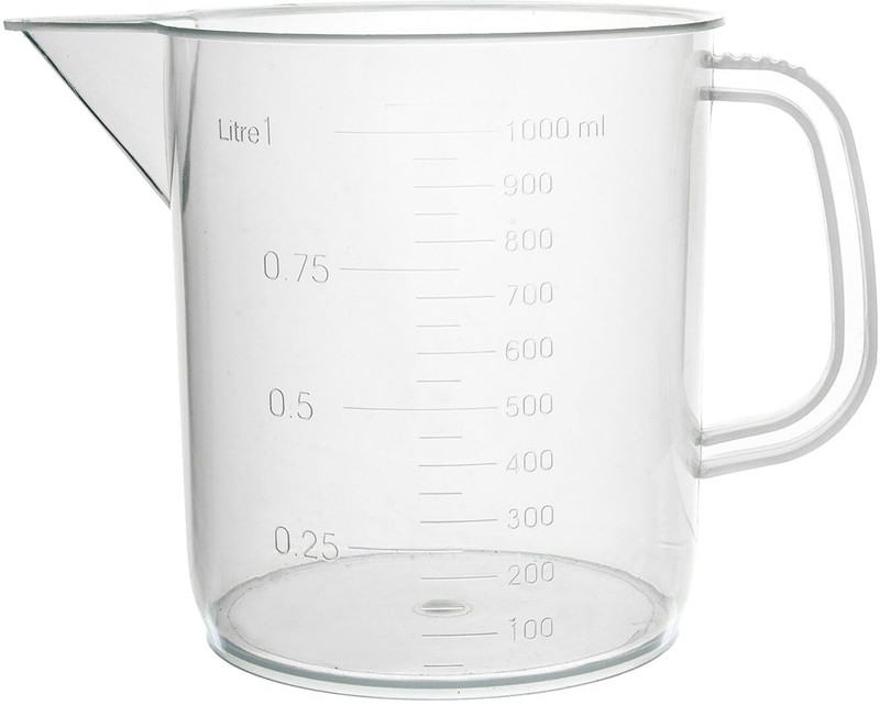 Kambojtraders Polypropylene Beaker with Handle & Spout - 100ml Graduations Measuring Cup(1000 ml)
