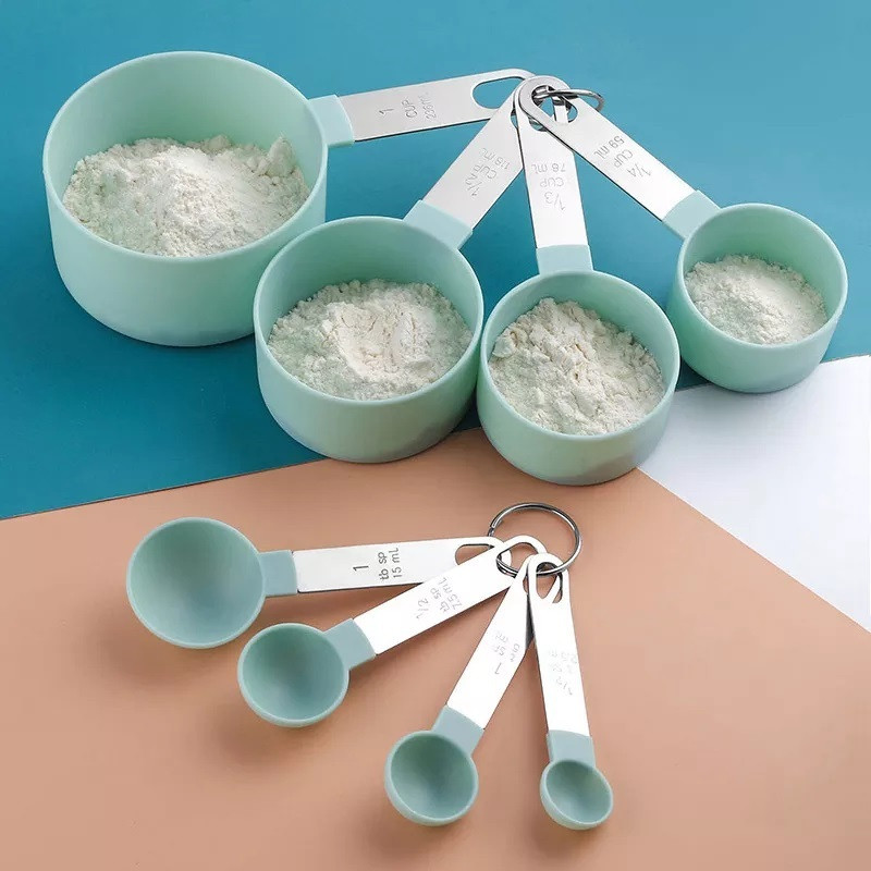 MobFest ® Baking Measuring Cup & Spoon Set, Food Grade Plastic, Stainless Steel Handle Measuring Cup Set(2.5 ml, 5 ml, 7.5 ml, 15 ml, 59 ml, 78 ml, 118 ml, 236 ml)