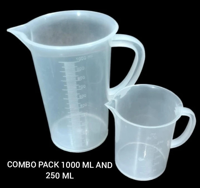 E&E Measuring Jug 1000 ml, 250 ml for Kitchen Cooking Baking Transparent Plastic Measuring Cup Set(1250 ml)