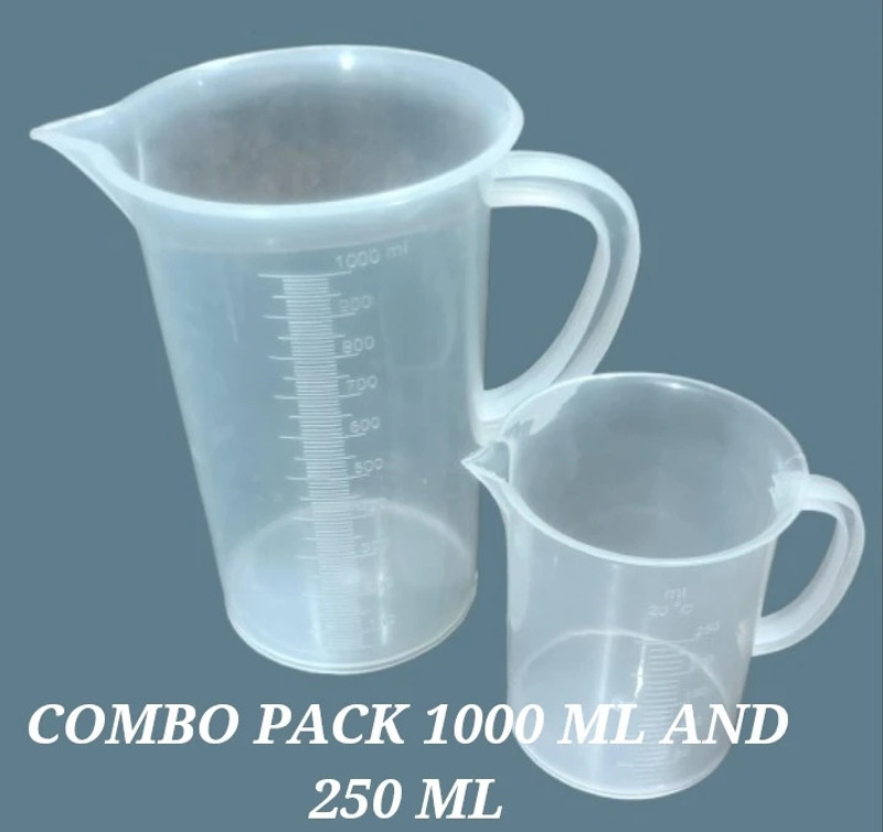 E&E Plastic Measuring Jug with Handle for Household Combo Pack of 250ml & 1000ml Measuring Cup Set(1250 ml)