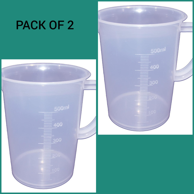 E&E Polylab Polypropylene Measuring Jug with Handle Measuring Cup 500 ml (Pack of 2) Measuring Cup(500 ml)