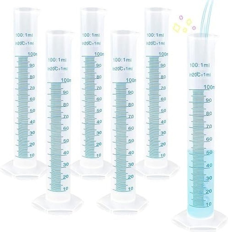 LABO Scientific Measuring Cylinder Polypropylene Hexagonal Base College Pack 6 Measuring Cup(100 ml)