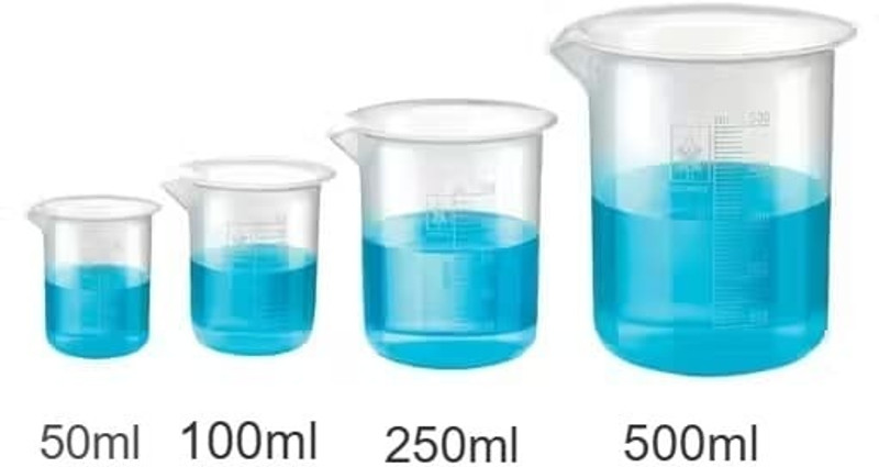 E&E Transparent Plastic Measuring Beaker Set 250ml+100ml+50ml+25ml(4pcs) Measuring Cup Set(425 ml)