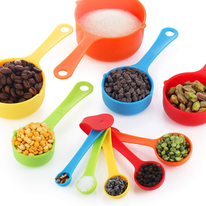 INKULTURE Plastic Measuring Cups and Spoon Set with Ring Holder, 12 Piece Set, Pink Measuring Cup Set(250 ml)
