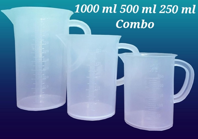 E&E Plastic Measuring Jugs 2000ml,1000ml,500ml & 250ml Combo Pack Measuring Cup Set(3750 ml)