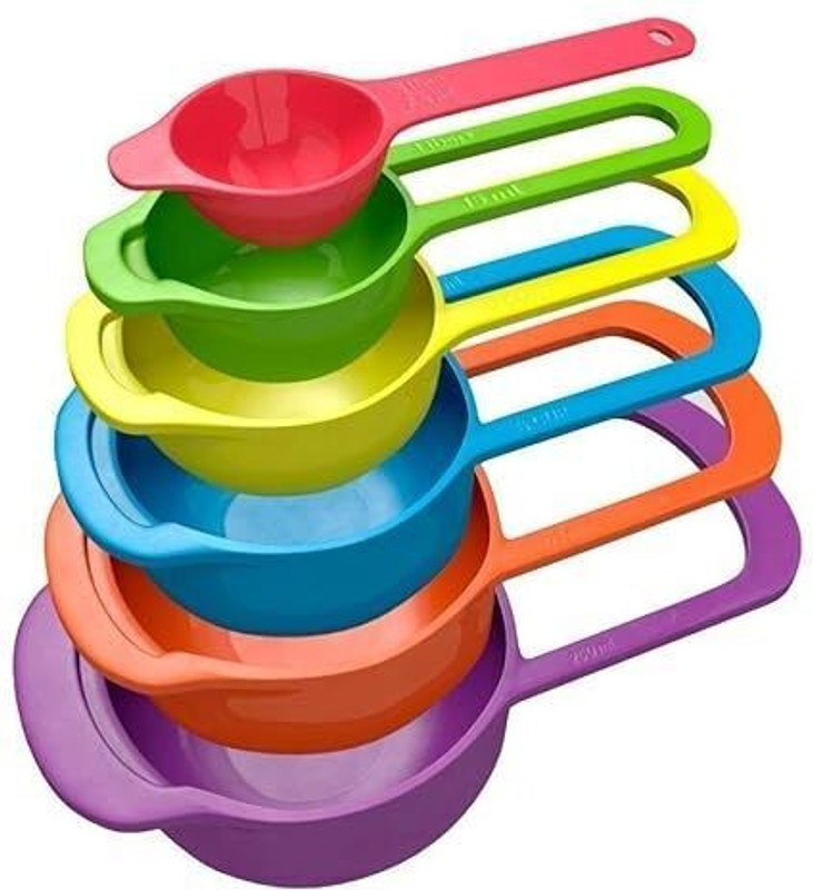 Zonifycart Colorful Stackable Measuring Cups & Spoons Set for Kitchen Baking and Cooking Measuring Cup Set(250 ml, 125 ml, 80 ml, 60 ml, 15 ml, 5 ml)