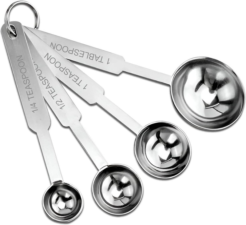 Lishonn Heavy Duty Stainless Steel Metal Measuring Spoons for Dry or Liquid, Fits in Spice Jar, Set of 4 Stainless Steel Measuring Spoon Set(Pack of 4)