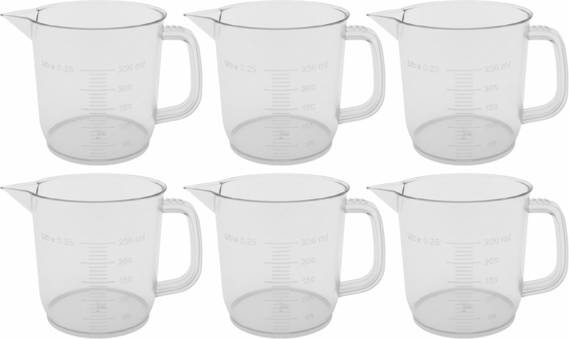 AGJARS Polypropylene Plastic Measuring Jug 250ML pack Of 6 Measuring Cup Set(250 ml)