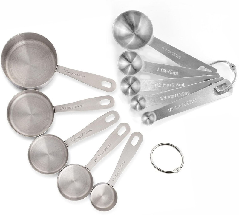 Lishonn Stainless Steel Measuring Cups & Spoon for Kitchen Gadgets for Cooking Measuring Cup Set(250 ml, 125 ml, 80 ml, 60 ml, 30 ml, 15 ml, 7.5 ml, 5 ml, 2.5 ml, 1.25 ml)