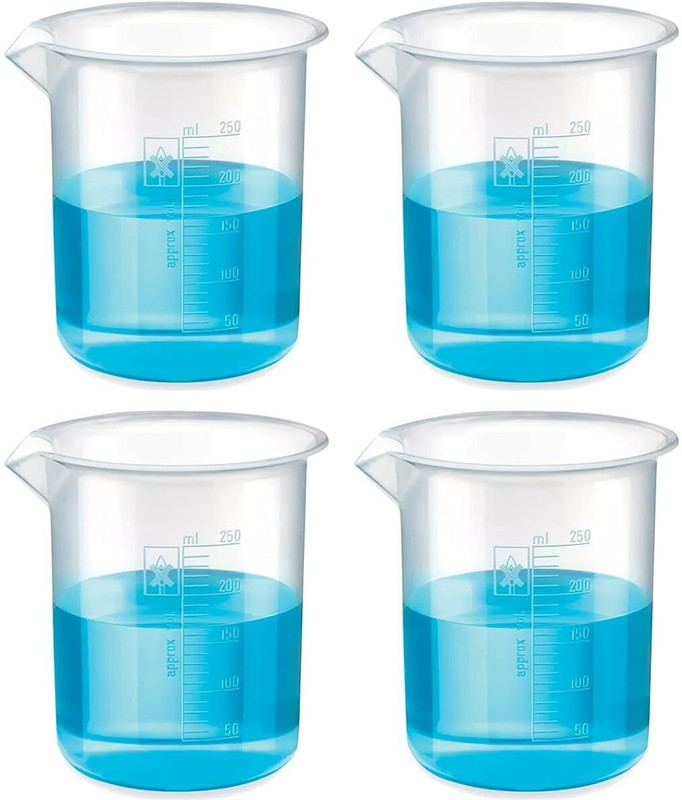 SBT Polypropylene Plastic Measuring Beaker Graduated (Pack of 4 pcs) Measuring Cup(250 ml)