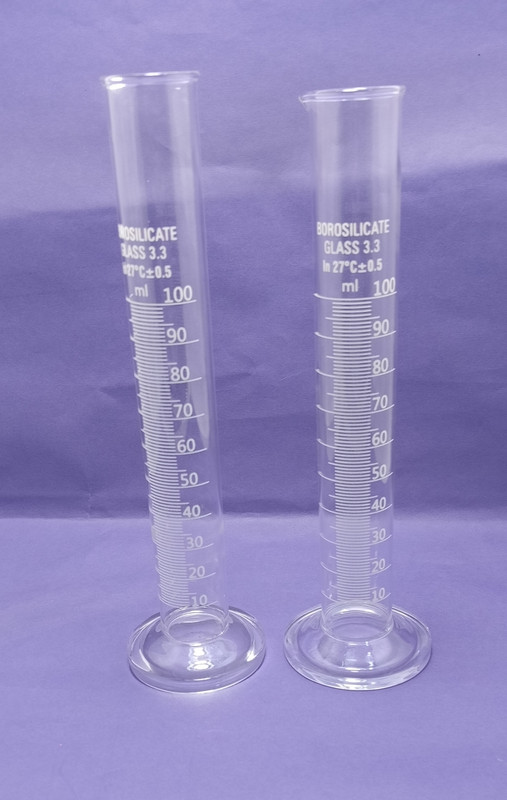 moolenterprises Borosilicate Glass Measuring Cylinder 100ML pack of 2 Measuring Cup(100 ml)