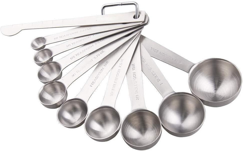 RABBONIX 18/8 Stainless Steel Measuring Spoons Set, 9 Piece Kitchen Measuring Set Measuring Cup Set(20 ml, 15 ml, 10 ml, 7.5 ml, 5 ml, 5 ml, 2.5 ml, 1.25 ml, 0.67 ml)