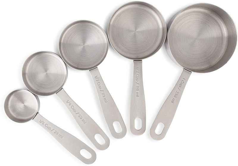 INKULTURE Heavy Duty Stainless Steel Metal Measuring Spoons for Dry or Liquid Set of 5 Measuring Cup Set(29 ml, 59 ml, 79 ml, 118 ml, 236 ml)
