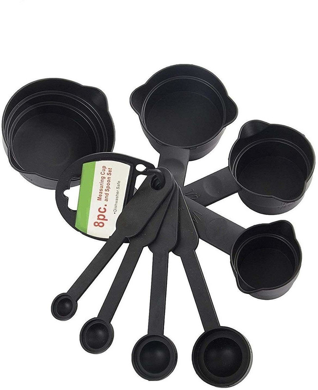 Angelware Measuring Cup and Spoon Set , Black- Plastic Measuring Cup Set(30 ml, 60 ml, 120 ml, 240 ml)