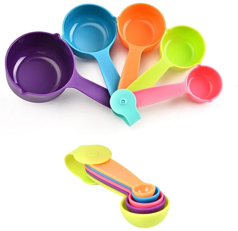 MobFest ® Set of 10 Measuring Cup & Spoon, Kitchen Food Measuring Tool, Odorless Measuring Cup Set(200 ml)